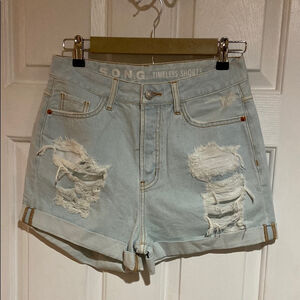 Song Light Blue Distressed Denim Shorts